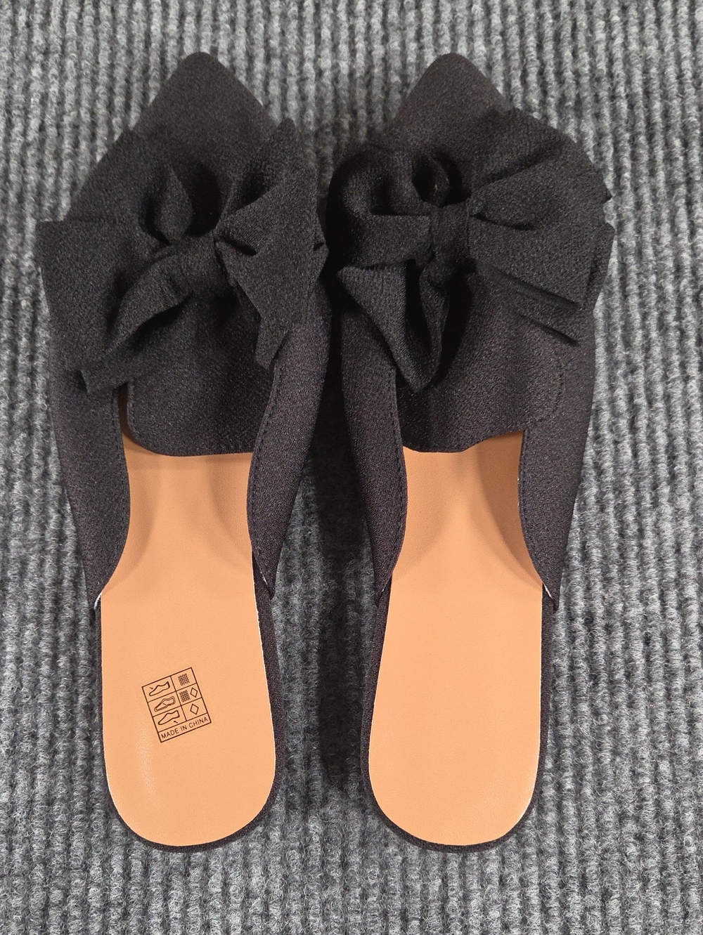 Trary Black Bow Slide Sandals - Women